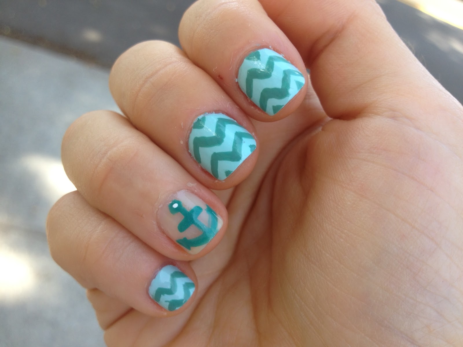 Chevron Nail Designs with Anchors