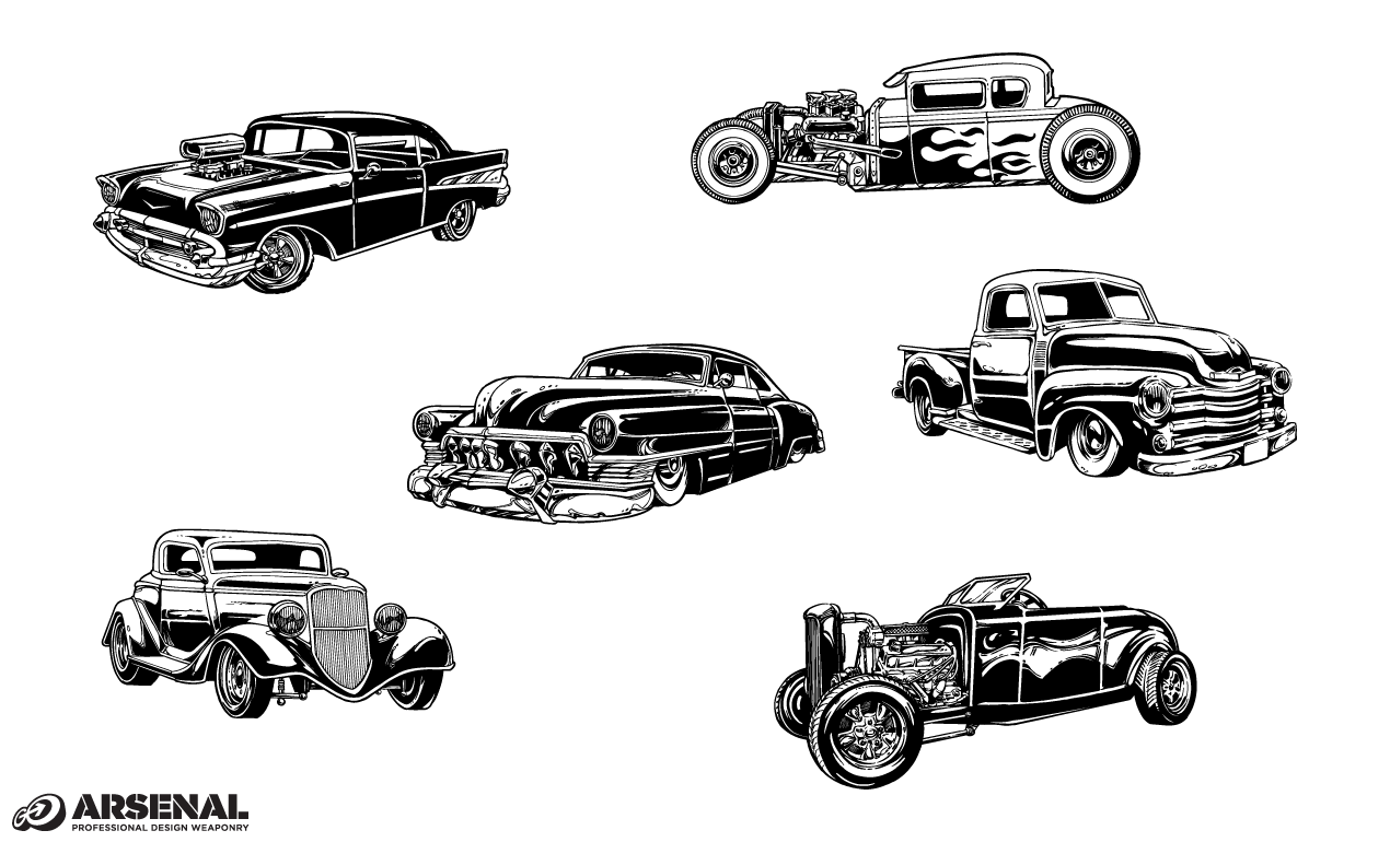 12 Vintage Car Vector Images