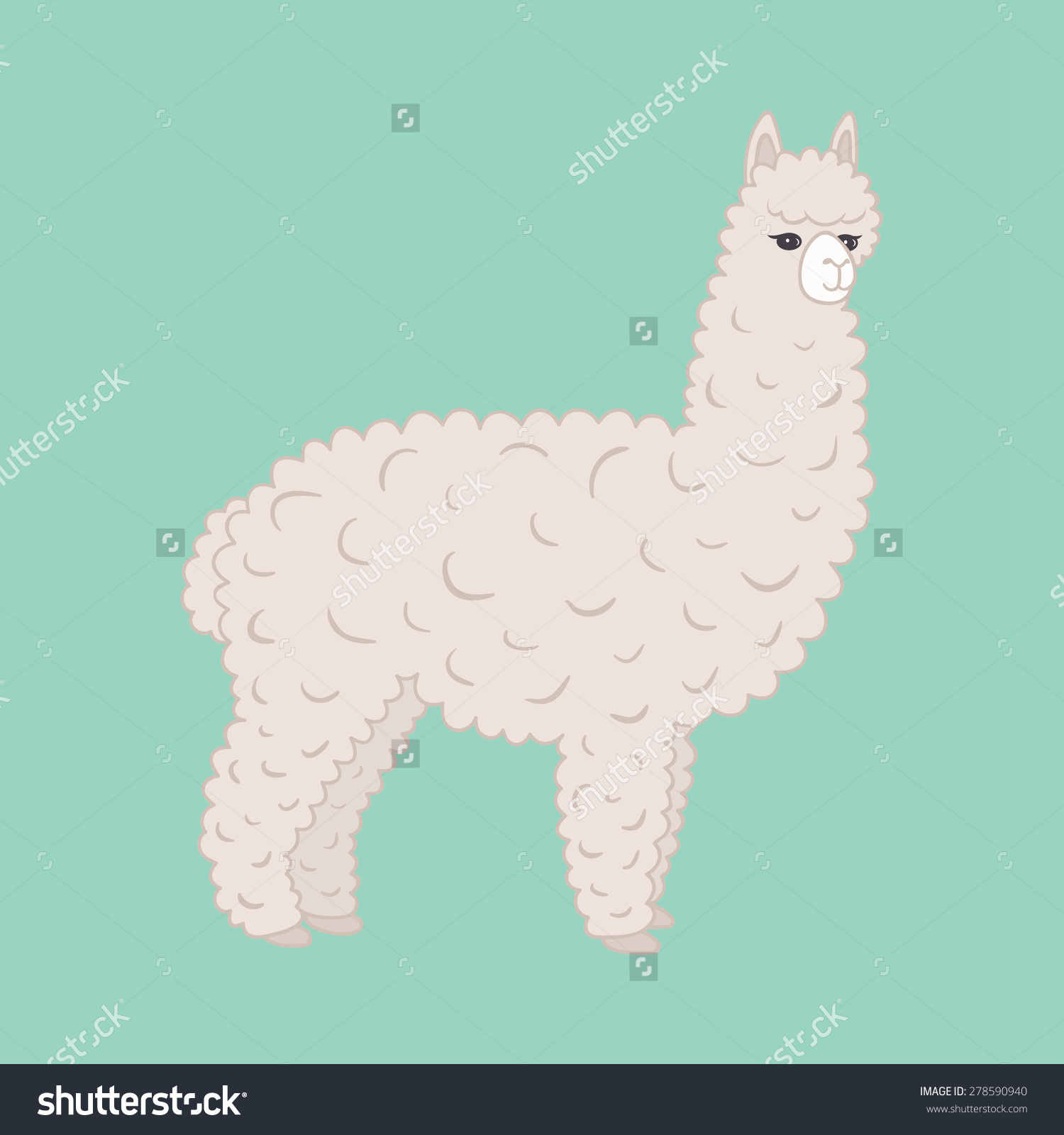 Cute Cartoon Alpaca