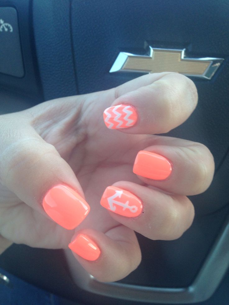 Cute Chevron Anchor Nail Designs