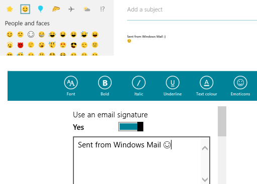 Emoticons Windows 8 Mail