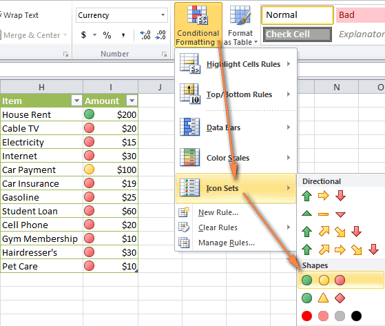 Excel 2013 Conditional Formatting Icon Sets