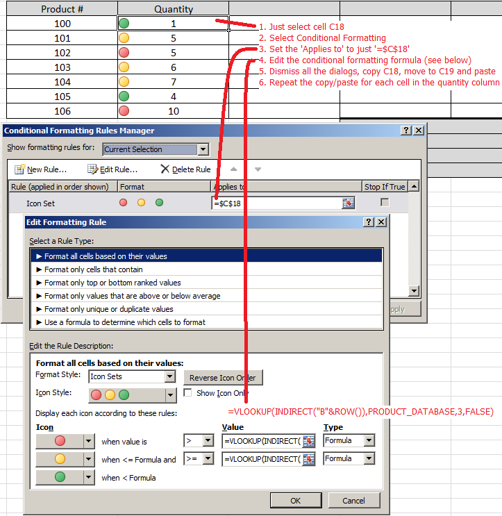 Excel-Formula Conditional Formatting Icon Set