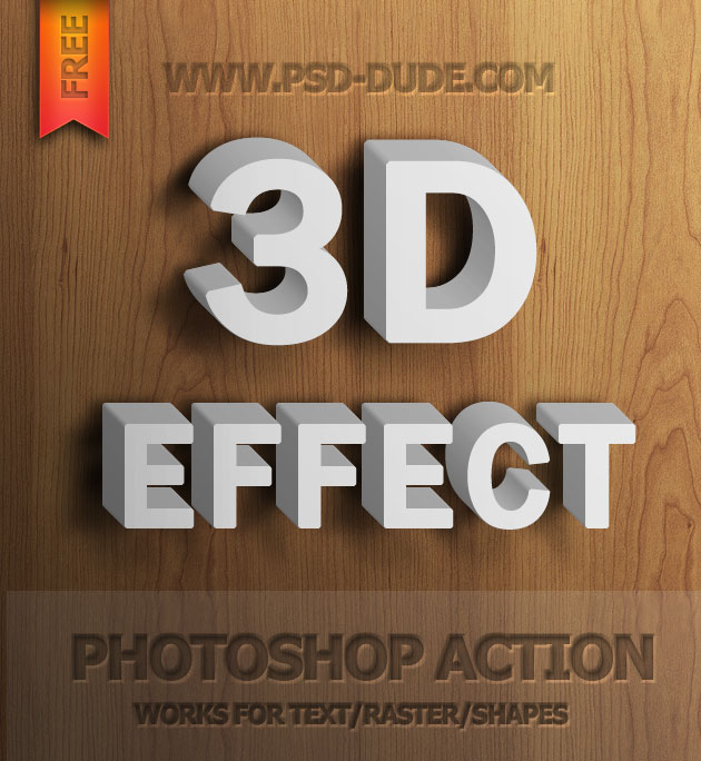 Free 3D Text Action Photoshop