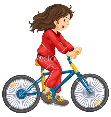 Girl Riding Bike Cartoon