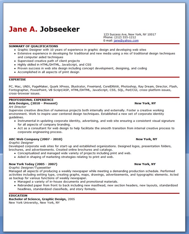 Graphic Design Resume Sample