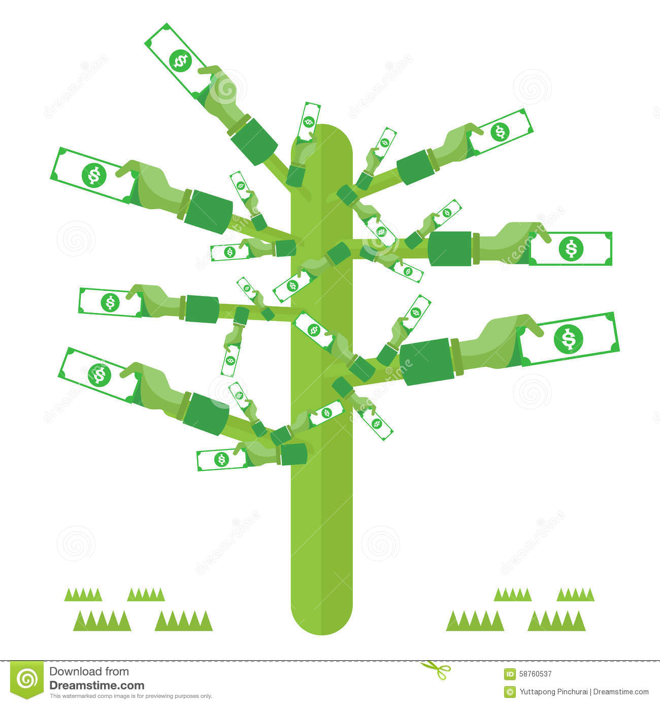 Green Background with Money in Hand