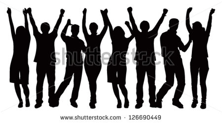 Group of People Celebrating Silhouette