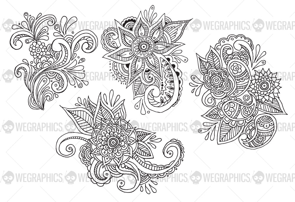 Hand Drawn Floral Paisley Patterns