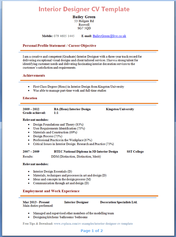 Interior Design Client Profile Template Interior Design Client Profile Template