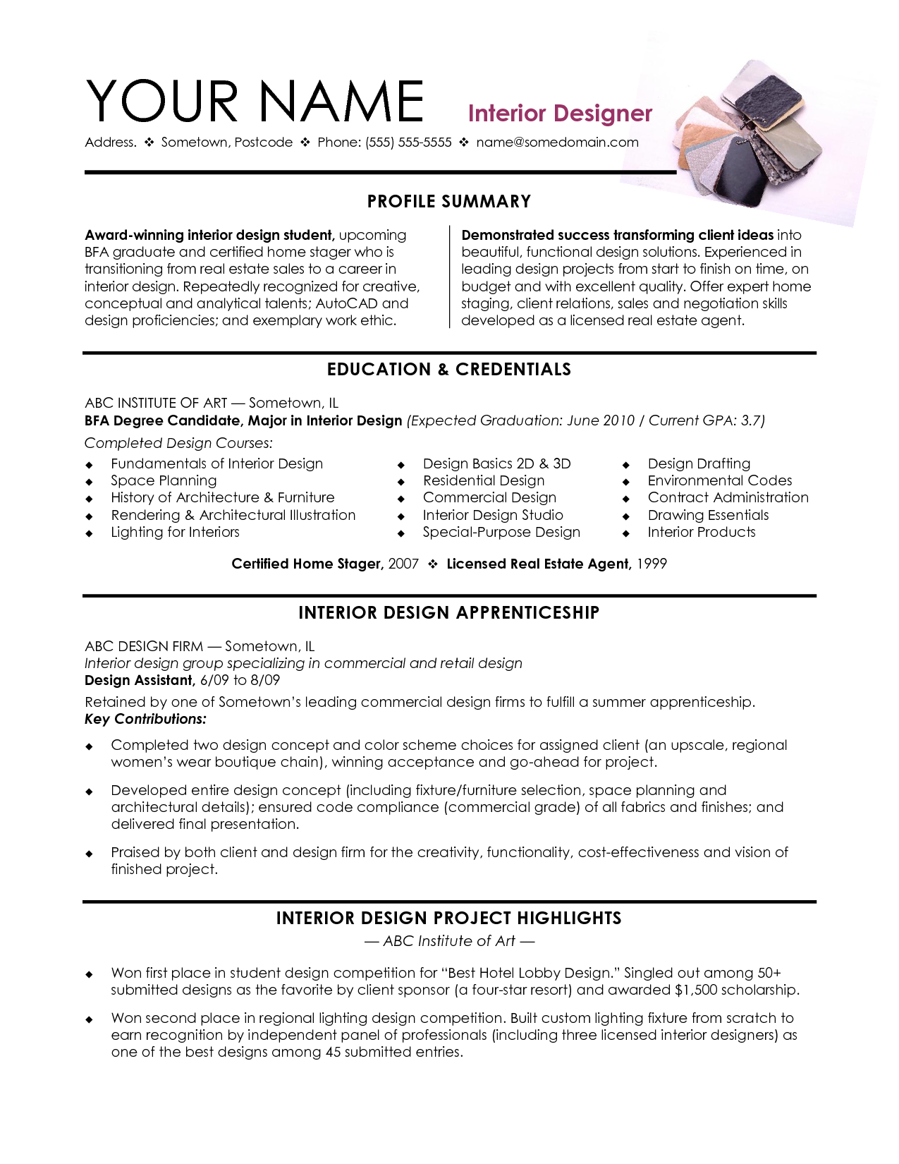 Interior Design CV Template