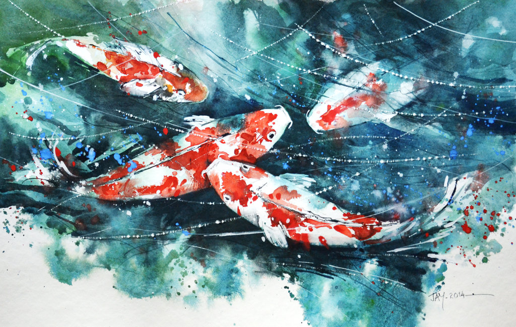 Koi Fish Watercolor Paintings