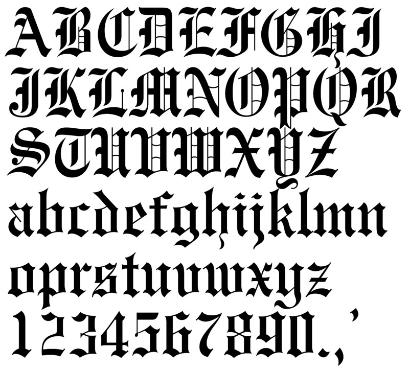 Old English Tattoo Letters Font