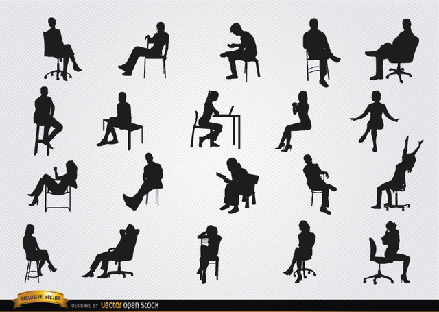 People Sitting in Chairs Clip Art