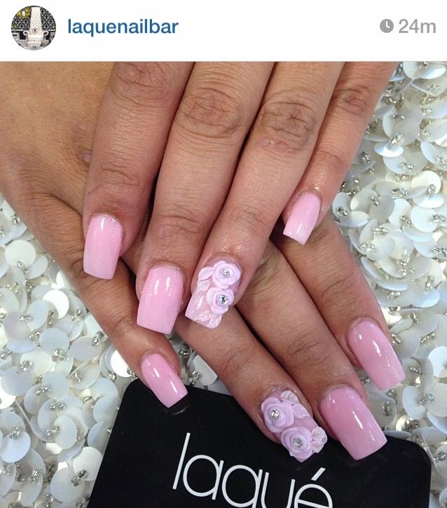 Pink Acrylic Nails Square
