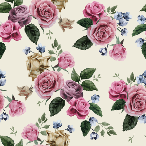 Roses Seamless Pattern Vector