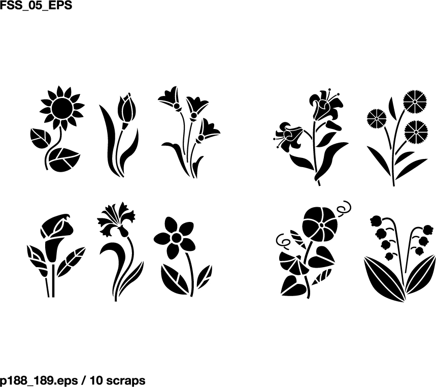 Silhouettes Free Vector Flowers