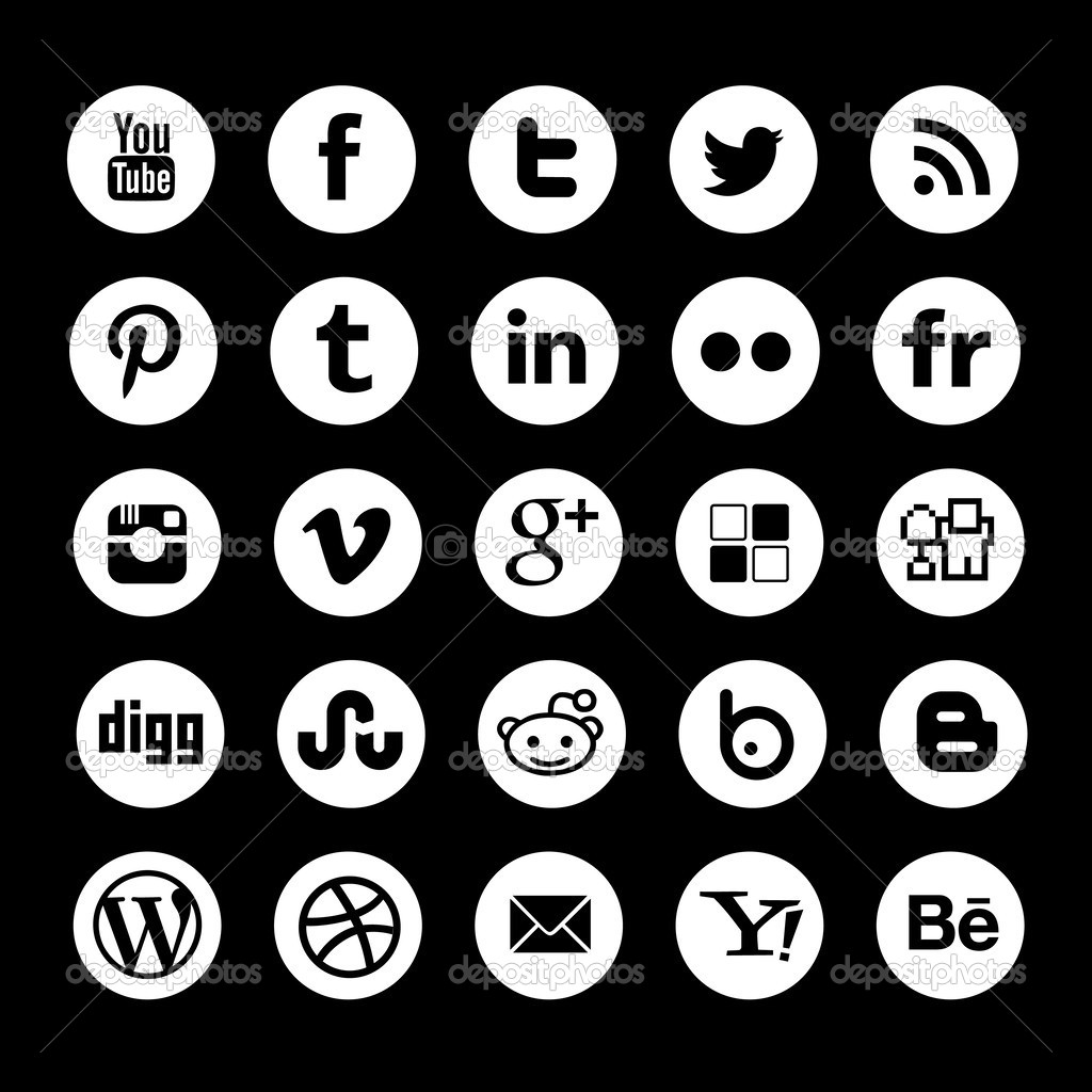 14 Social Media Icons Black And White Images