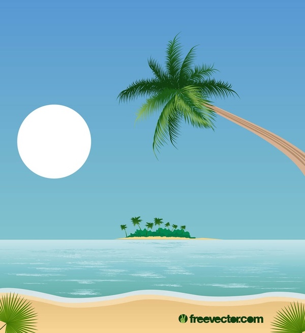 Tropical Island Vacation Clip Art