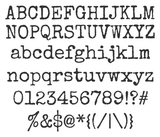 Typewriter Font Numbers
