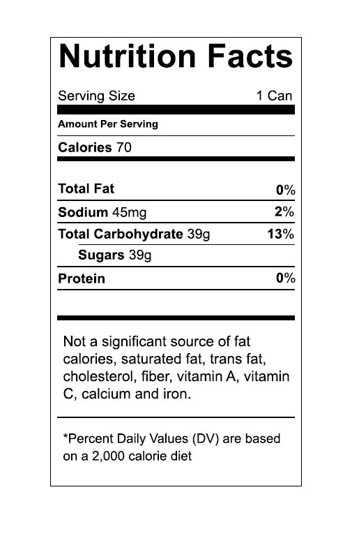 Vector Nutrition Label