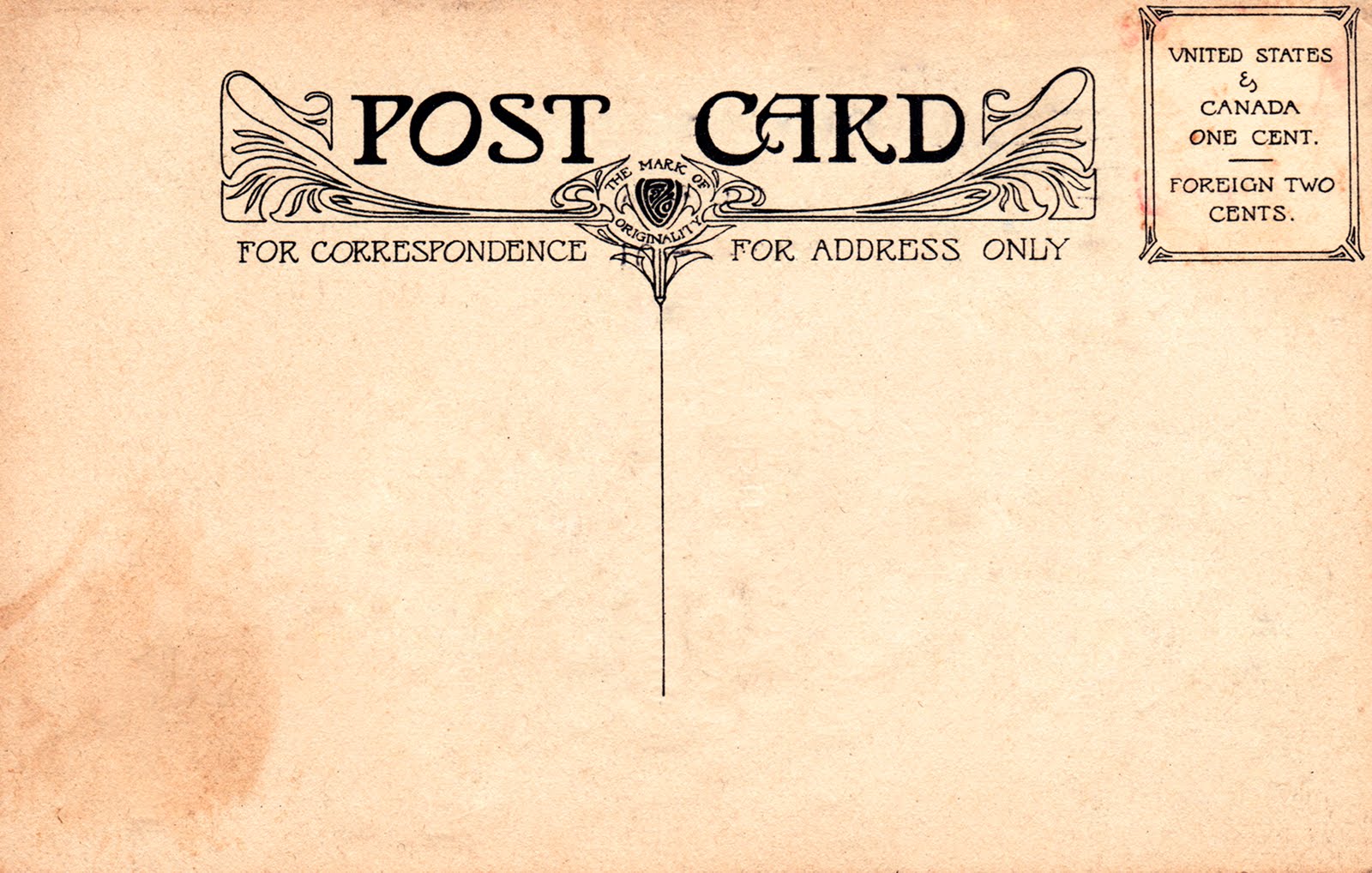 Vintage Postcard Back Template