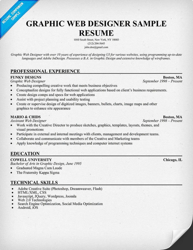 Web Designer Resume Examples