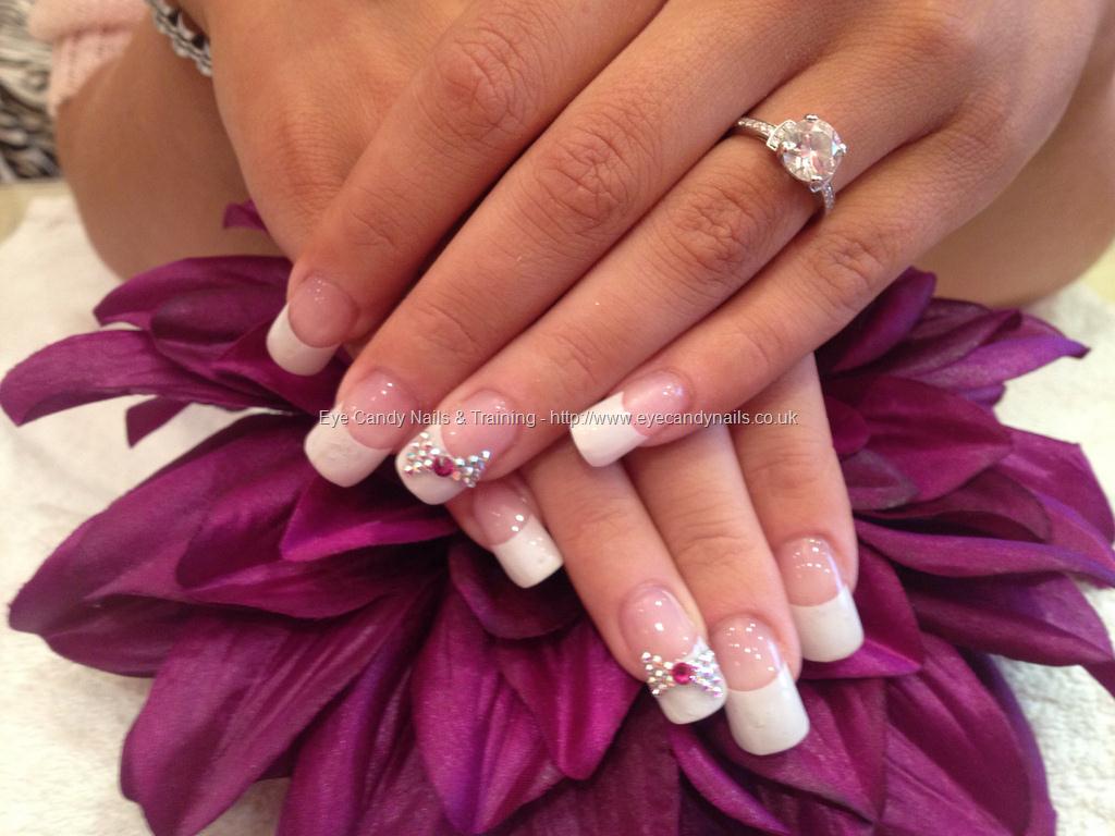 White Tip Acrylic Nails Designs with Bows