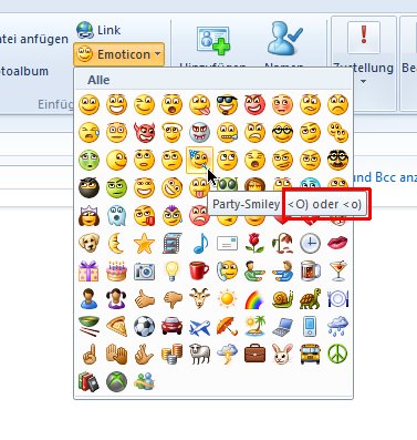 Windows Mail Emoticons Codes