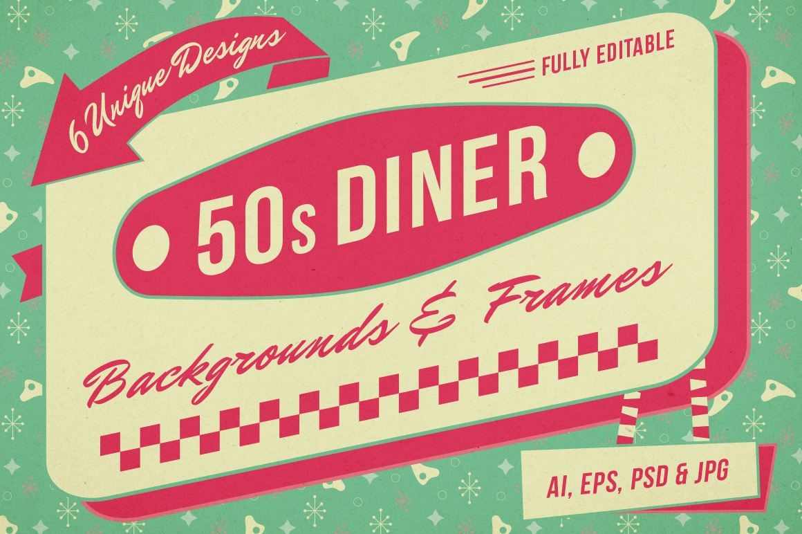 13 Retro Diner Vector Logo Templates Images Flat Vector Retro Set