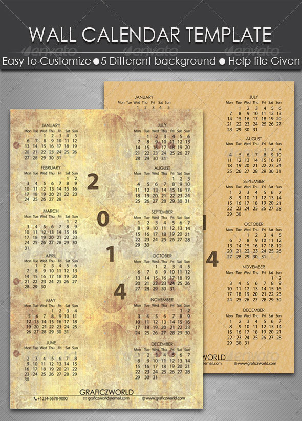 2014 Calendar Indesign Templates