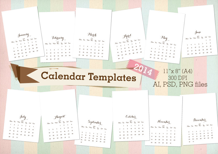 2014 Monthly Calendar Templates