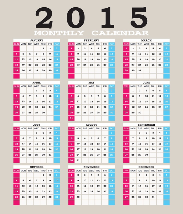 2015 Calendar Printable Design