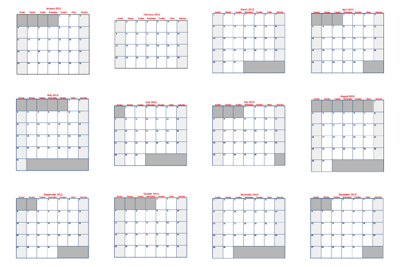 2015 Printable Calendar Grid