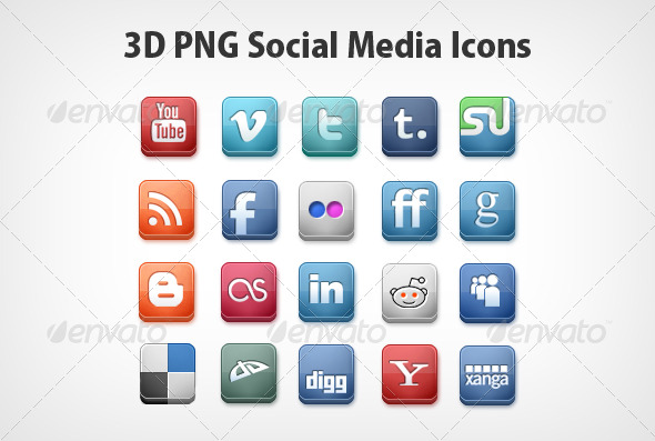 3D Social Media Icons