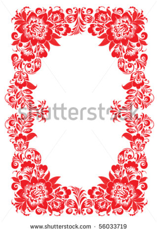 Abstract Red Flowers Border