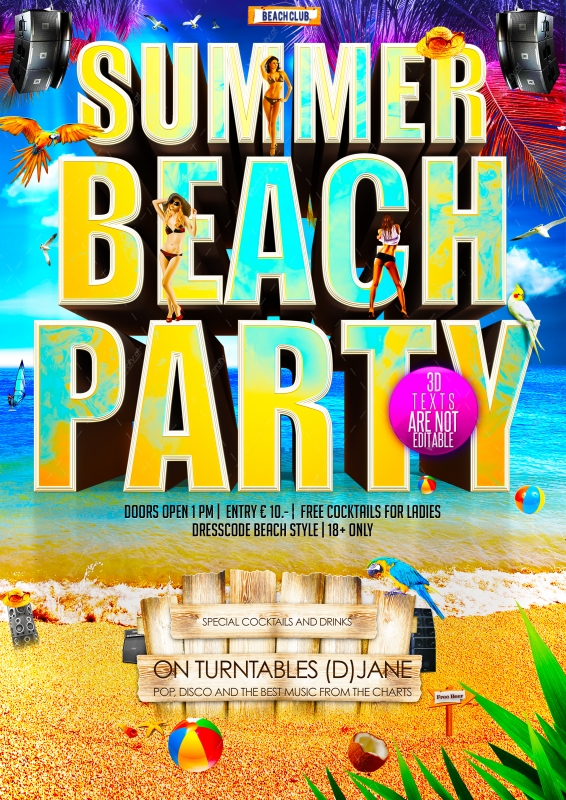 Beach Party Flyer PSD