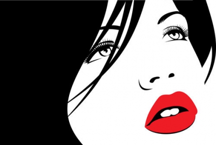 Black and White Vector Woman Face