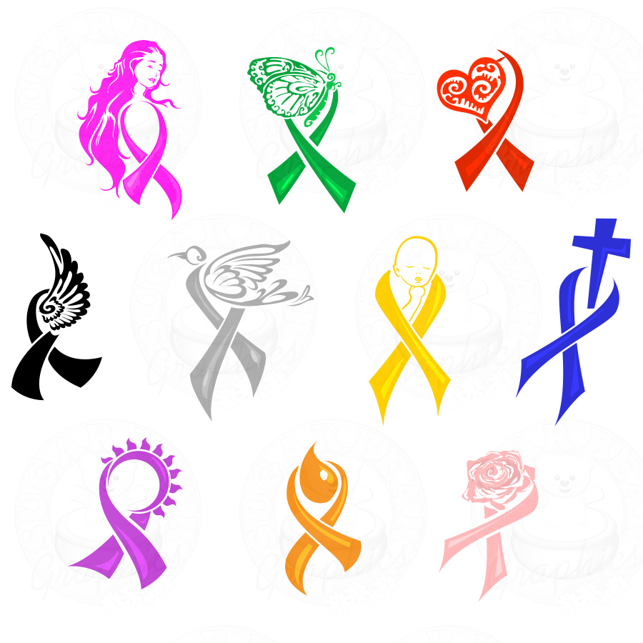 Butterfly Cancer Awareness Ribbon Clip Art