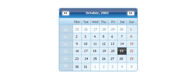 Calendar WPF Example
