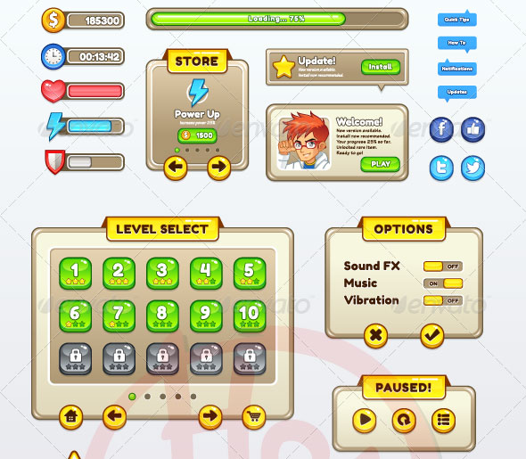 Cartoon Mobile Game UI