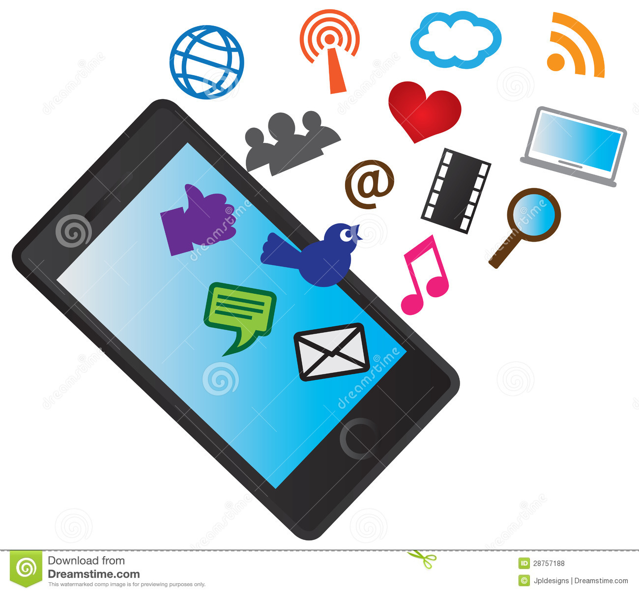 Cell Phone Social Media Icons Cell Phone Social Media Icons