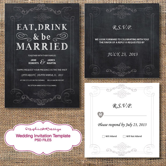 Chalkboard Wedding Invitation Template Chalkboard Wedding Invitation Template