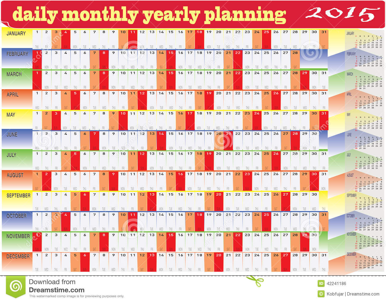 Daily Monthly Yearly Calendar 2015