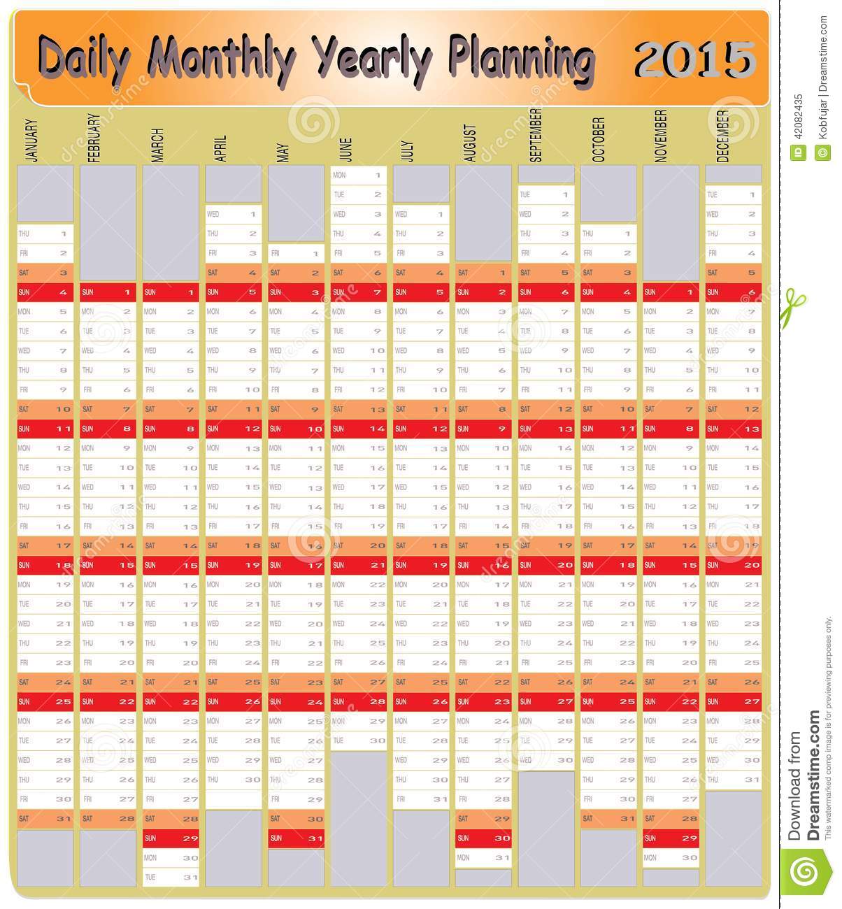 Daily Monthly Yearly Calendar 2015