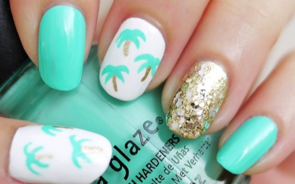 Easy Toothpick Nail Art Using a Palm Tree