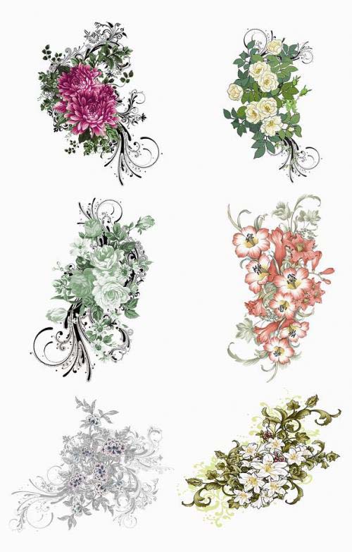 Floral Vector Design Elements PSD