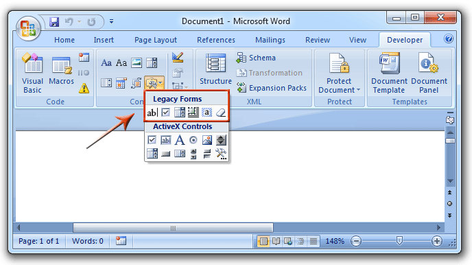 Form Toolbar of Microsoft Office 2003