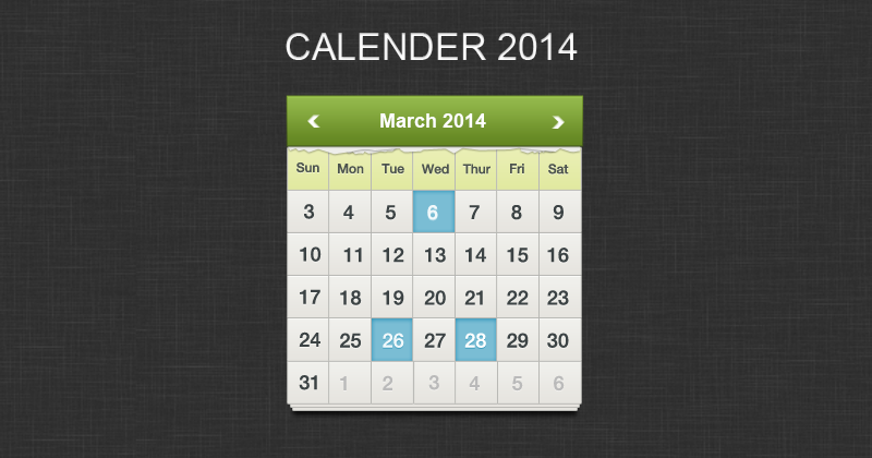 Free Calendar PSD