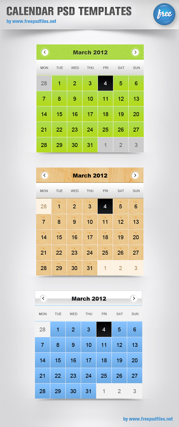 Free Calendar Templates Psd